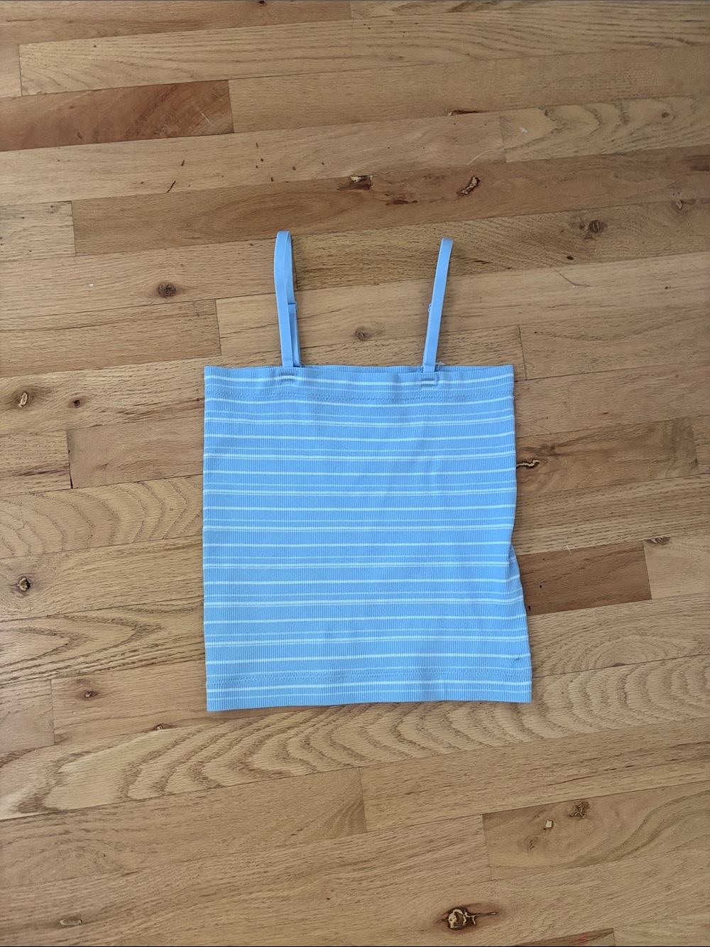 Light Blue Striped Ribbed Tank Top